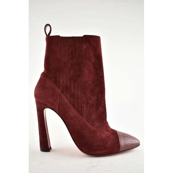 Christian Louboutin Me In The 90S 100 Tanin Red Suede Short Heel Ankle Boot 37 - Picture 2 of 12